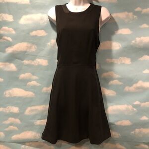 Olivaceous Black Sleeveless Dress w/ Mesh and Faux Leather! Flattering Fit!